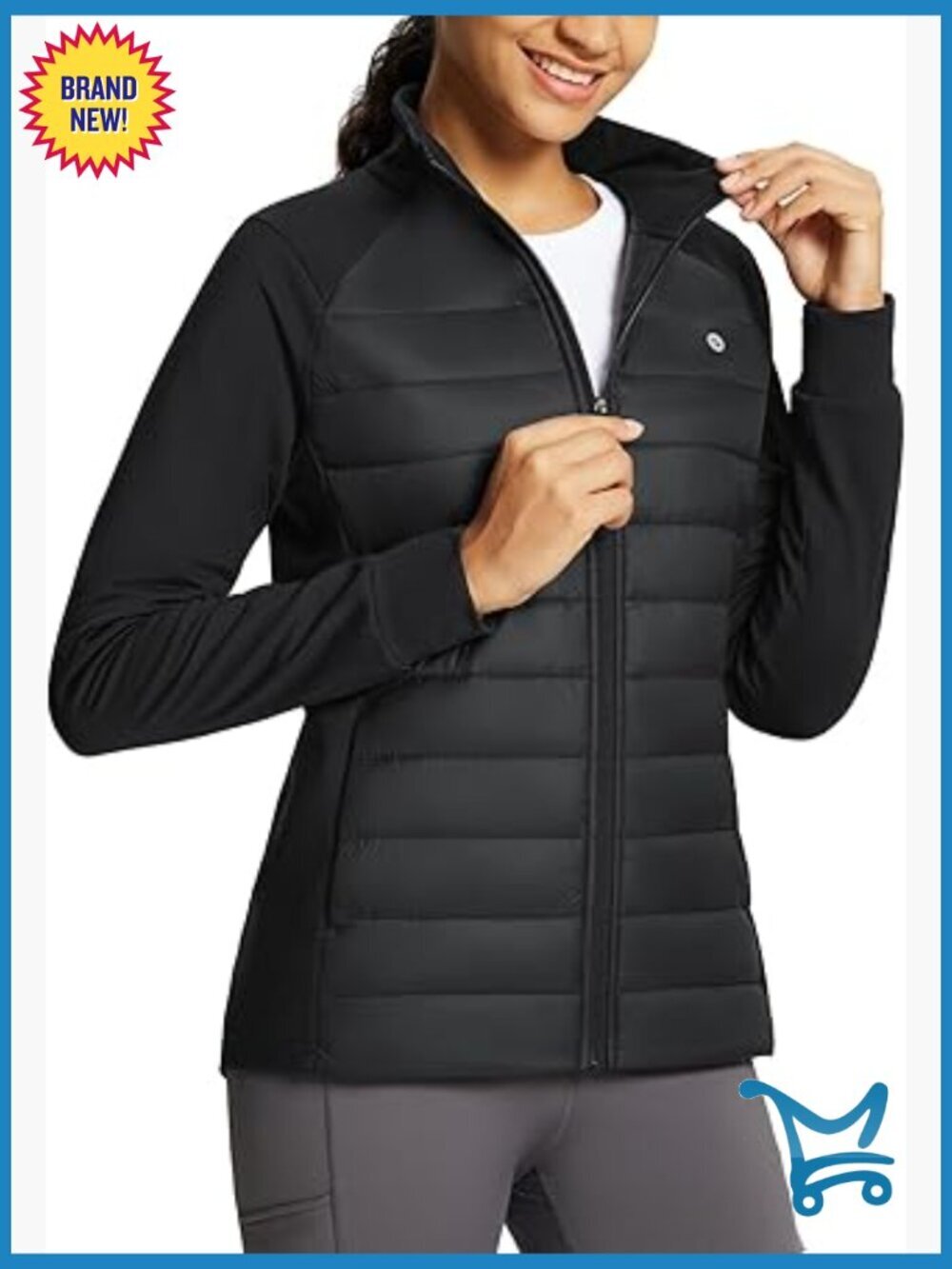 Women's Lightweight Water Resistant Puffer Jacket with Zip Pockets